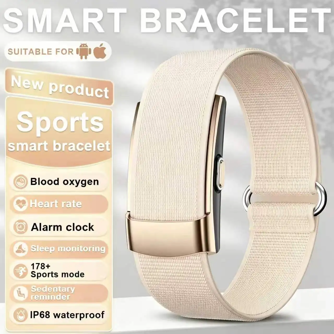 

Screenless Smart Band QX Air Alarm Clock Sleep Stress Heart Rate Health Monitoring Step gloryFit proSmart Bracelet