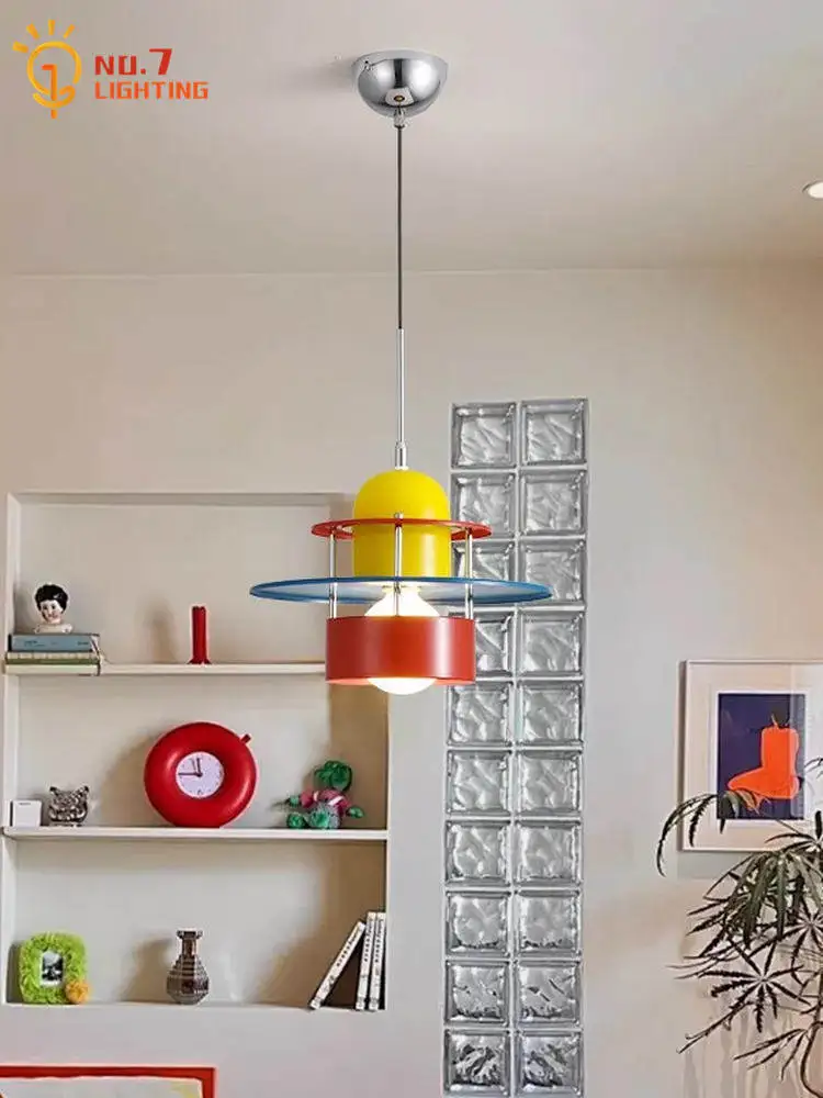 Memphis Dopamine Decorative Pendant Lights LED E27 Iron Art Colorful Hanging Lamp Kids/Dining Room Bedroom Bedside Balcony Study