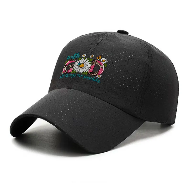 All Things Are Possible Floral Quick Dry Baseball Cap Lightweight Breathable Outdoor Sun Hat