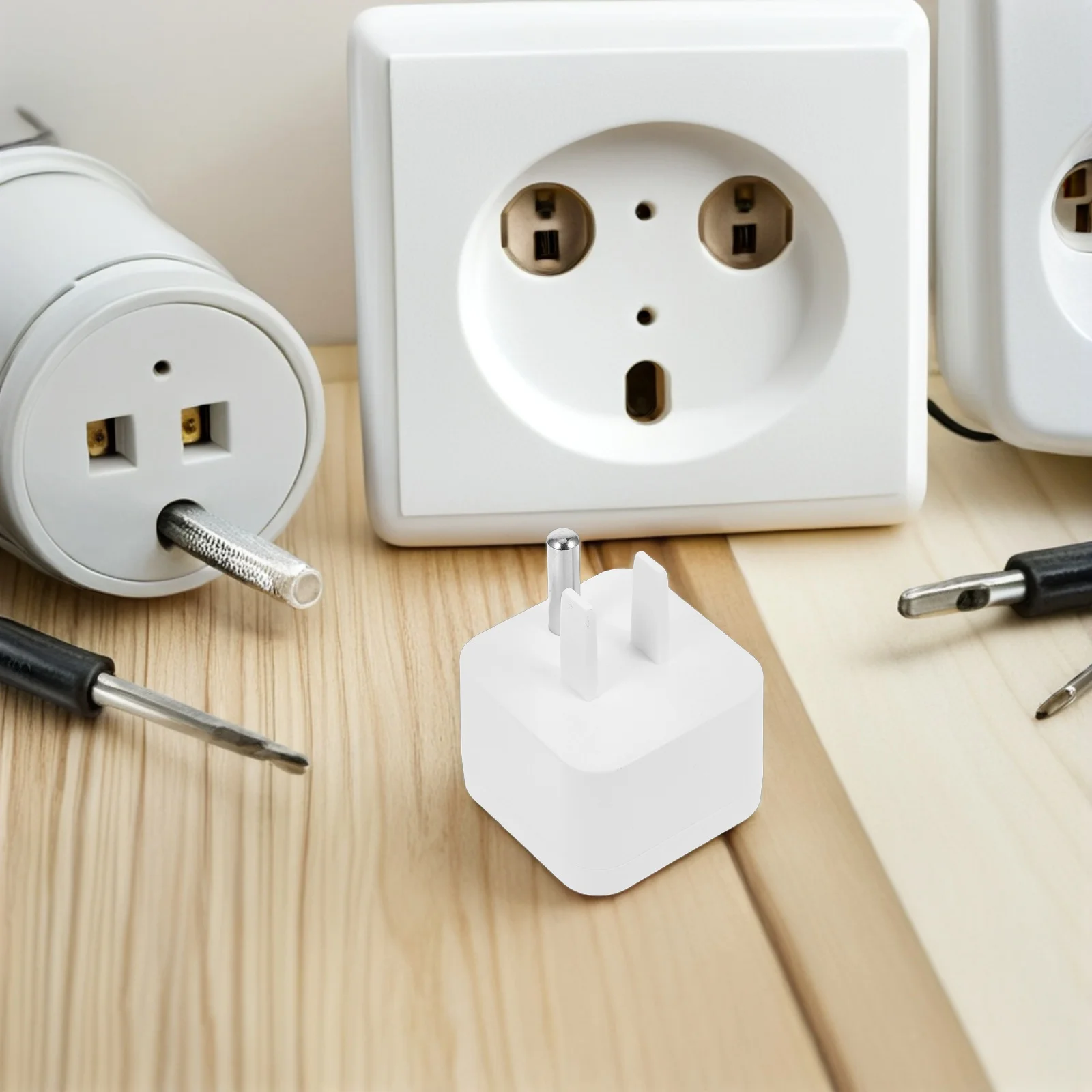 

2pcs Grounding Plug Adapter Earth Wire Socket Converter Universal Safe Wall Outlet Easy Installation For