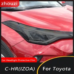 2 Pcs Car Headlight Protective Film Front Light Transparent Smoked Black TPU Sticker For Toyota CHR 2017-On GR Sport 2020 2022