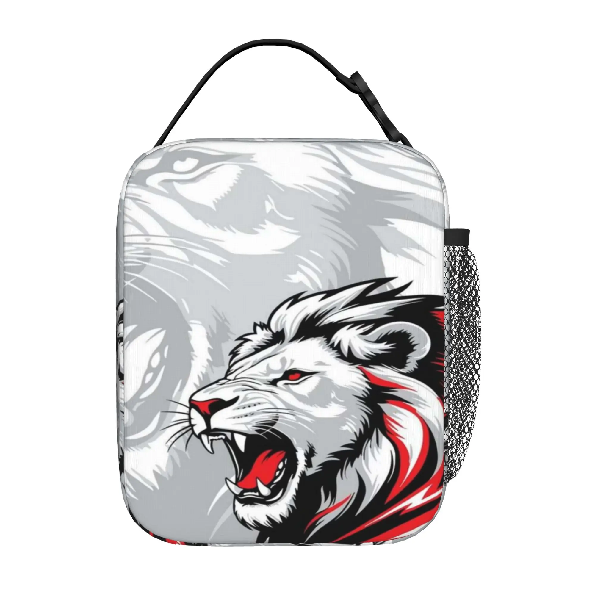 Back to school season  Lunch Bag Red White Roaring Lion Graphic Vintage Good Quality Personalised Lightweight Lunch Bag