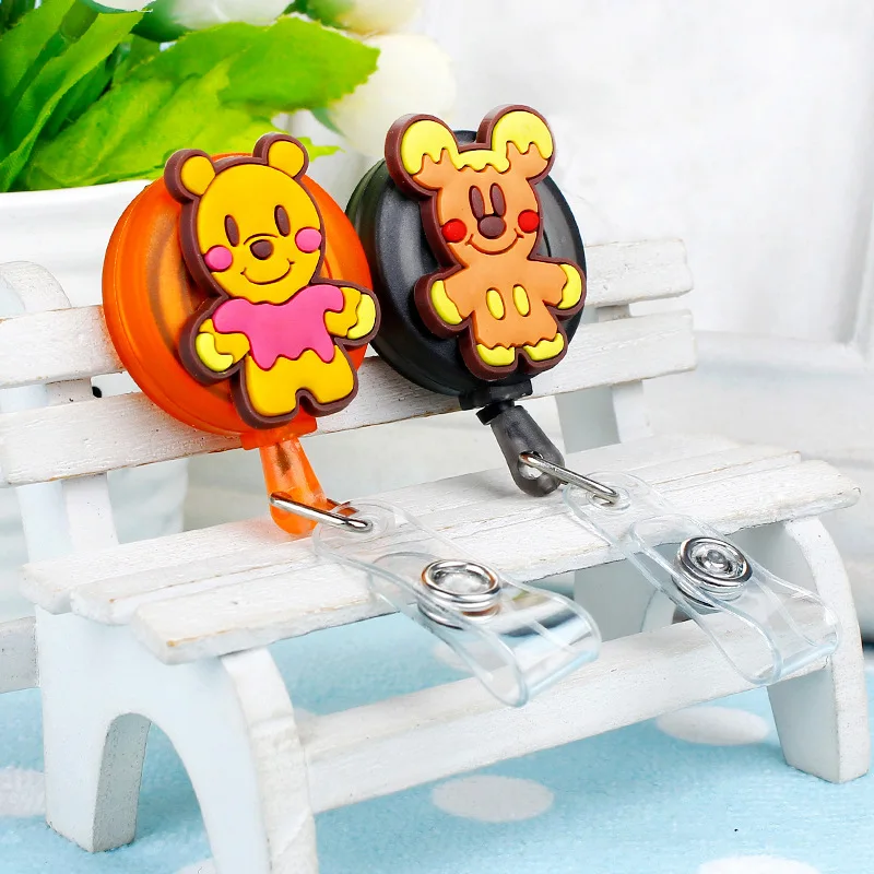 Mickey Minnie Winnie Donald ID Card Holder Scalable Toggle Clip Employee Card Doctor Nurse Chest Card Student Bus Card Holder