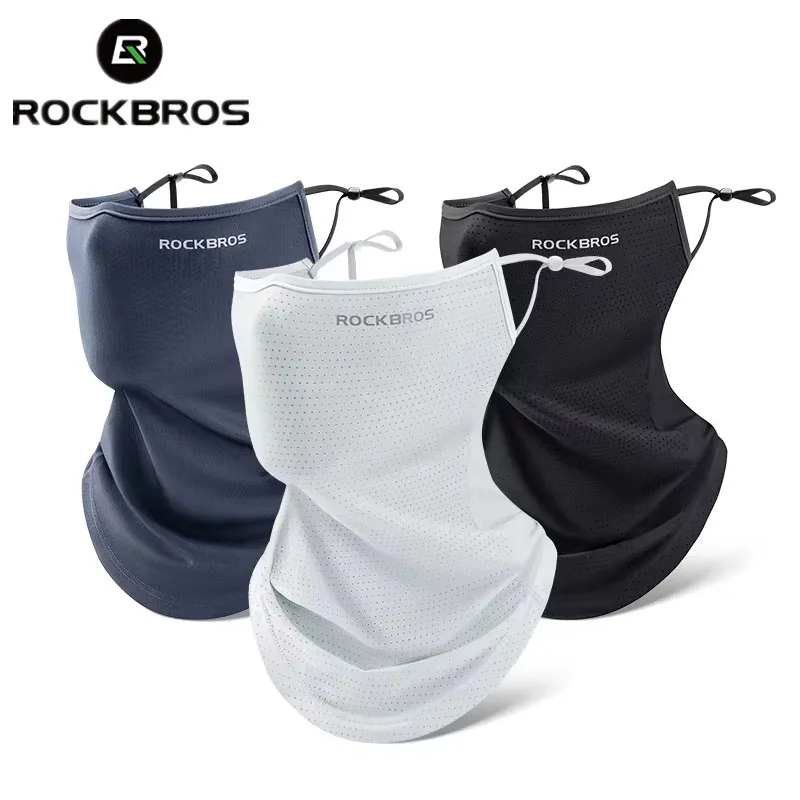 ROCKBROS Summer Mask Anti-UV Ice Silk Mask Quick-drying Face Cover Sunscreen Bandana Neck Protection Hanging Ear Scarf