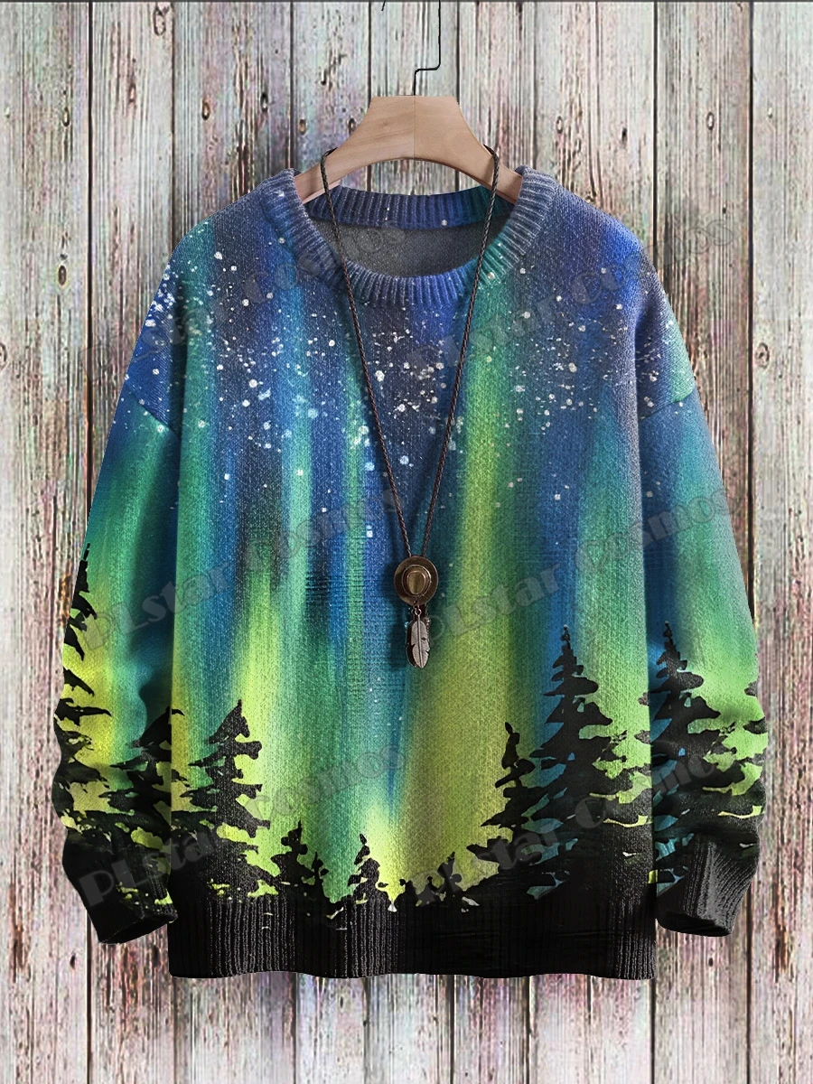 

Aurora Scenery Art Christmas & Attacking Wolf Pack 3D Printed Knitted Pullover Winter Unisex Casual Knit Pullover Sweater ZZM94