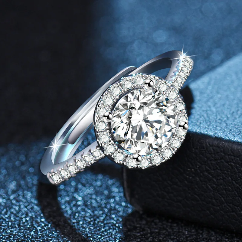 Luxury 925 Sterling Silver Ring Exquisite Cute for Women Cassic Wedding Engagement Wedding Bands Fine Zircon Jewelry Gift