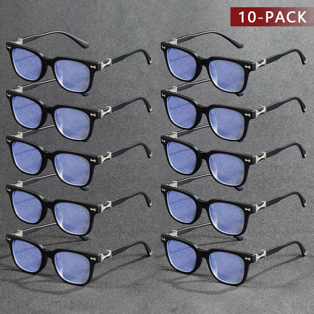 CRIXALIS 10 Stück Anti-Blaulicht-Brille für Damen und Herren, quadratisch, lässig, neutral, für Halloween, Weihnachten, Brille, Computerbrille – Detail 1