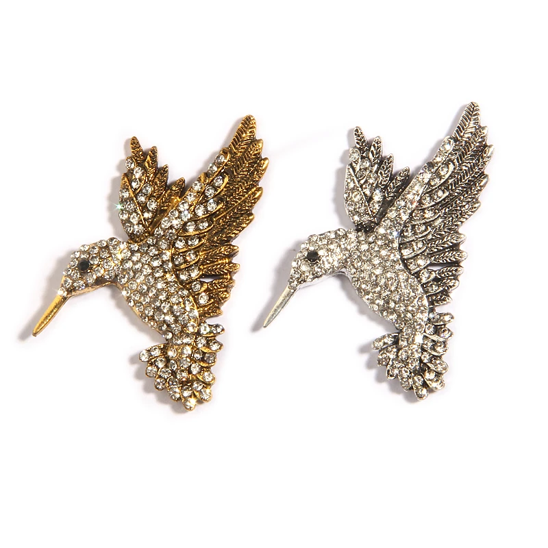 

10Pcs 48mm Wild Goose Bird Appliques Crystal Metal Rhinestone Buttons Embellishment With Flatback For Wedding Invitation