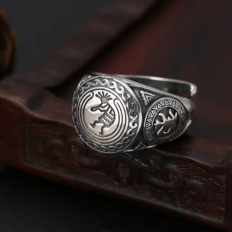 Factory wholesale S925 sterling silver ornament fashion special national style Indian ring trendy Thai silver men's ring