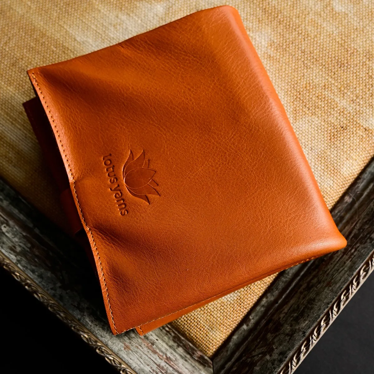 1pc Lotus Yarns Tarim Genuine Leather Interchangeable Needles Organizer Case, Accessories Snap Storage Bread Bag