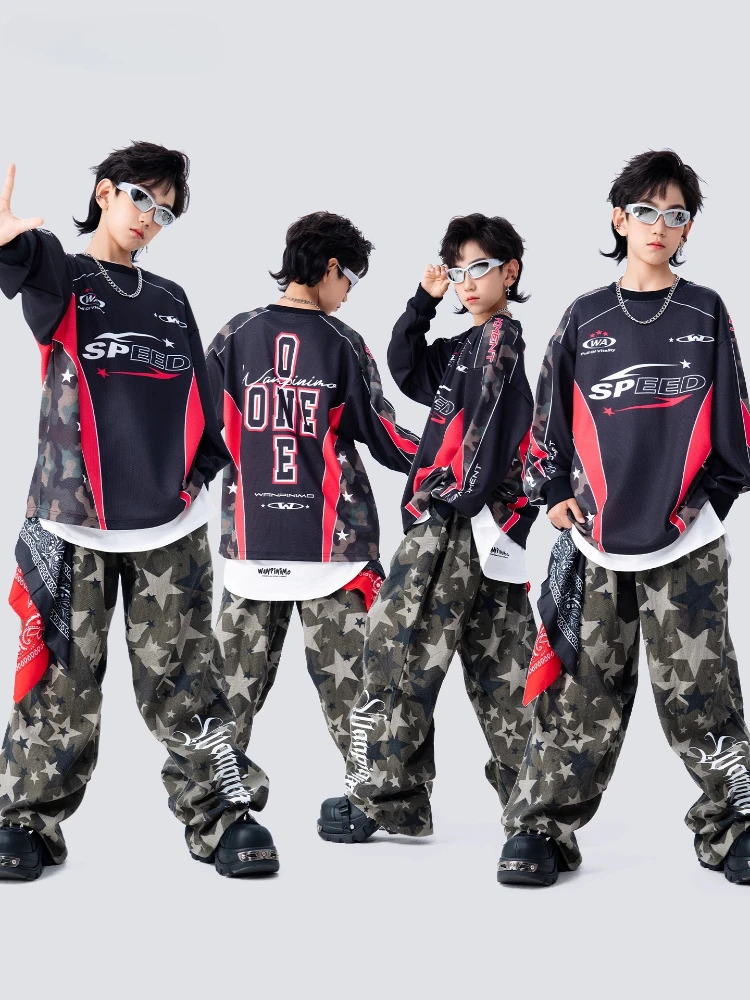 

Boys Ballroom Hip Hop Dance Costumes Loose Sweatshirt Pants Fashion Streetwear Outfits Group Jazz Stage Dance Performance Wear