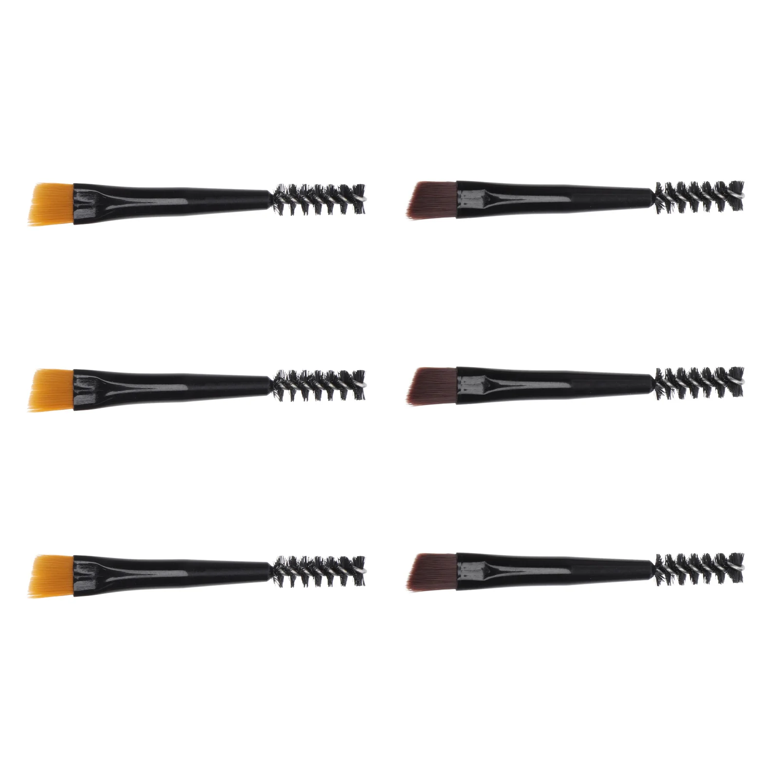 6 szt. Pędzli do brwi z podwójną końcówką, krótki uchwyt, mini grzebyk do przycinania brwi, narzędzie kosmetyczne do rzęs, pędzel do makijażu