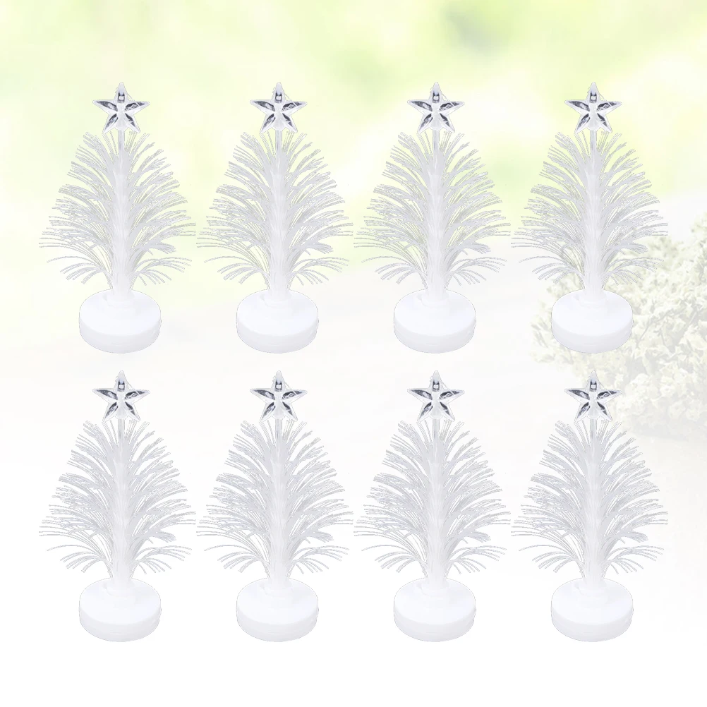 

8 Pcs Christmas Tree Night Light Led Fiber Optic Decorative Lamps Bedroom Living Room Party Gifts Soft Glow Christmas Decoration