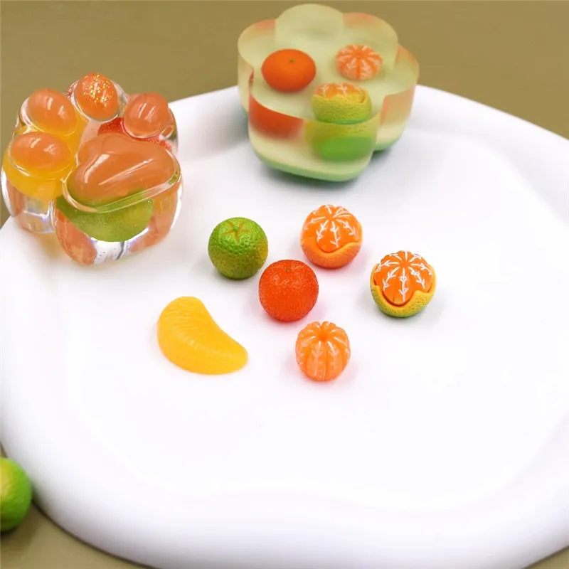 SNASAN 10pieces Fruits Tangerine Orange Handmade Materials Candy Toys UV Epoxy Jewelry Filling Materials Lovely Beads