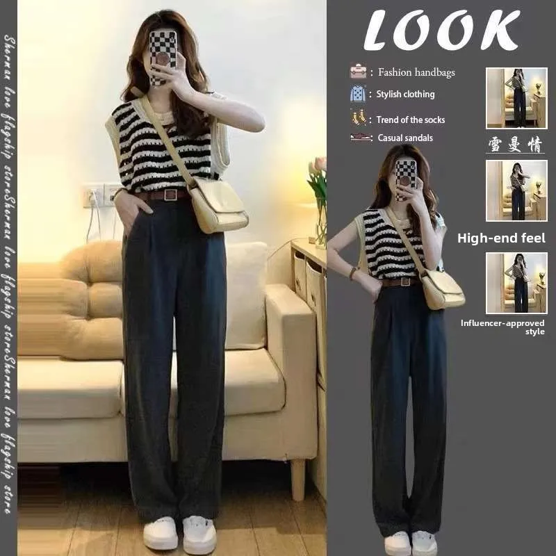 

Summer Women's Faion Slightly plus Size Light Mature Salt Wear H Chic Tee-piece Set Winter Collection for Middle-aged Women