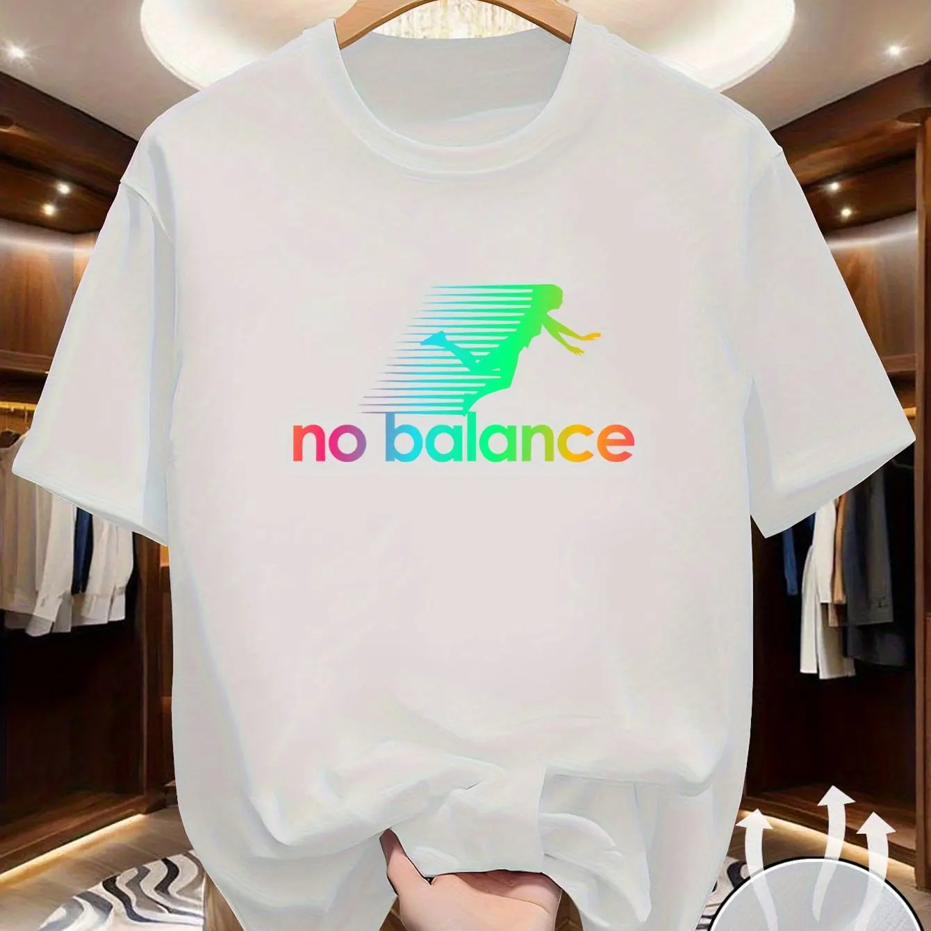 No Balance Running T-Shirt Men Rainbow Gradient Print Funny Parody Sport Casual Unisex Tee