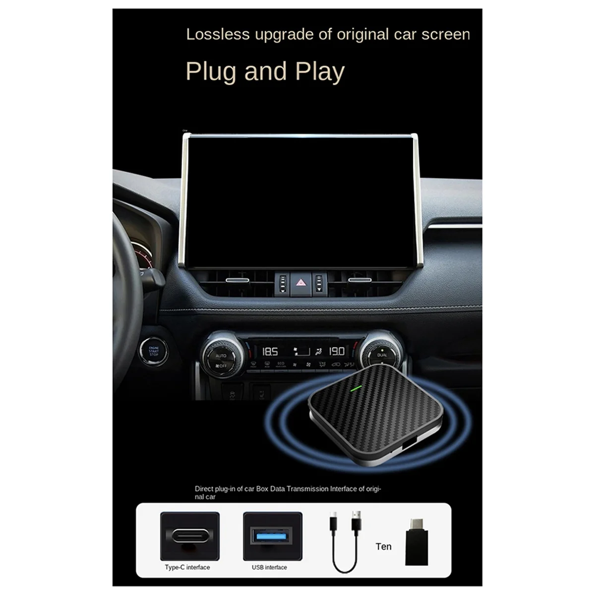 Adattatore Wireless Carplay Android adattatore per Auto Android adattatore Wireless 2 In 1 converti cablato In scatola Wireless Carplay