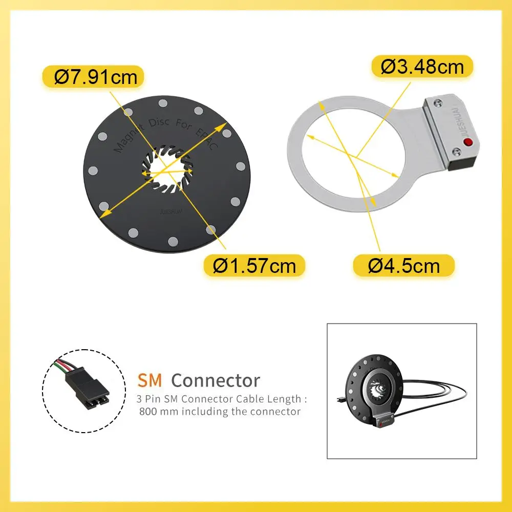 E-bike Pedal 12 Magnets Electric Bicycle PAS System Assistant Sensor Speed Sensor Black Color Easy to Install Accellerator