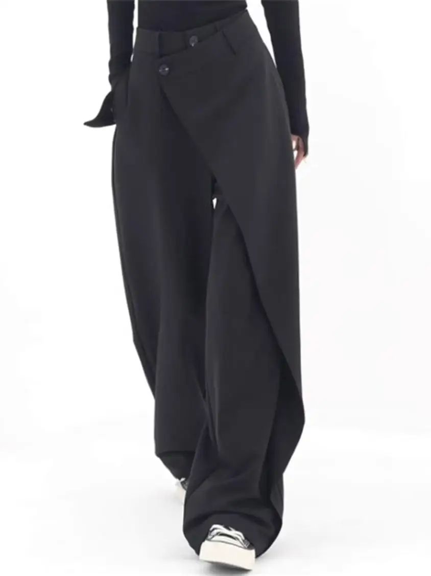 

Мужские брюки-костюмные штаны с двойным слоем, повседневные, длинные, с асимметричной структурой, молодежные, для всех сезонов