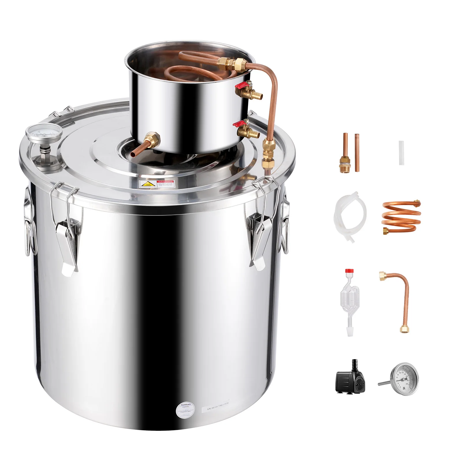 

SucceBuy 13.2 Gallon/50L Alcohol Still Stainless Steel Water Alcohol Distiller with Copper Coil for Wine Whisky Brandy