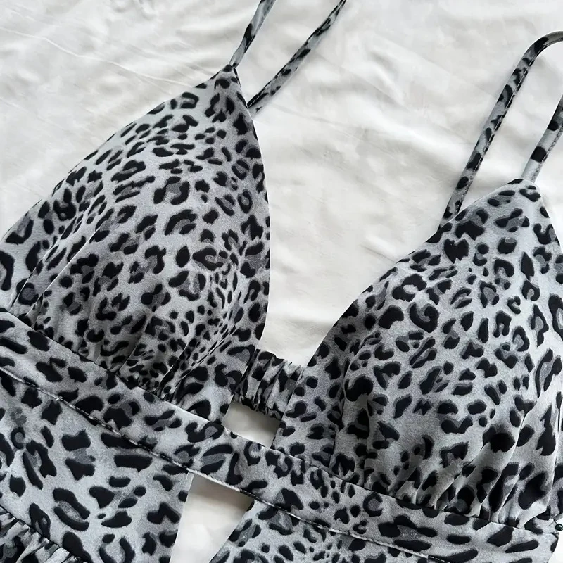 Abito camis con stampa leopardata retrò Abito estivo da donna sexy scava fuori senza maniche Mini abito Harajuku Bohemian Beach Vacation Vestidos