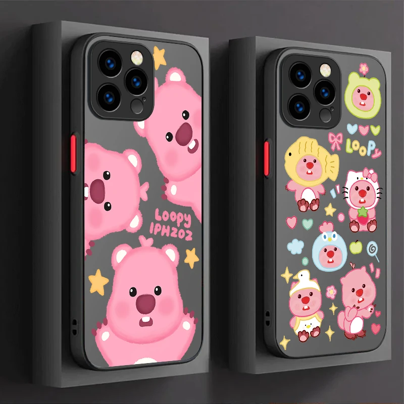 Lovely Cartoon L-Loopy Case For iPhone 16 15 14 13 12 11 Pro Max X XR XS 7 8 Plus SE 2020 Shockproof Matte Hard PC Back Cover