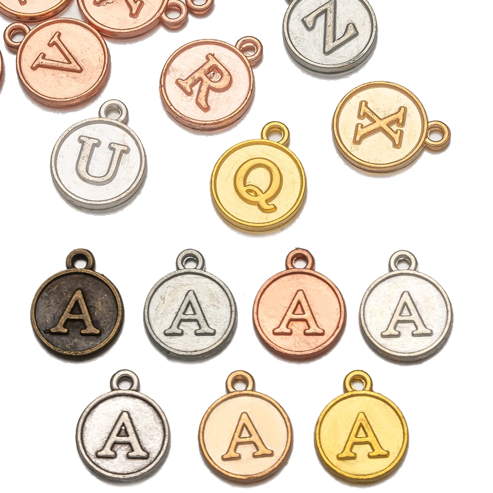 26pcs Alphabet Letter Charms Pendant for DIY Initial Bracelet Necklace Earring Jewelry Craft Making Accessory Materials Supplies