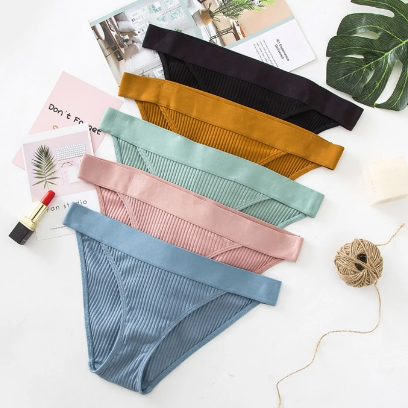 

3PCS Women Underwear Solid Color Underpants Sexy Panties Soft Briefs Comfort Intimates Seamless Thongs Low Waist Panty Lingerie