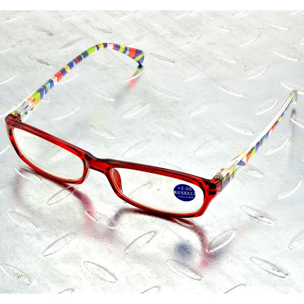 Handcrafted Small Rectangle Red Frame Pattern Spring Temples Women Reading Glasses +0.75 +1 +1.25 +1.5 +1.75 To +4