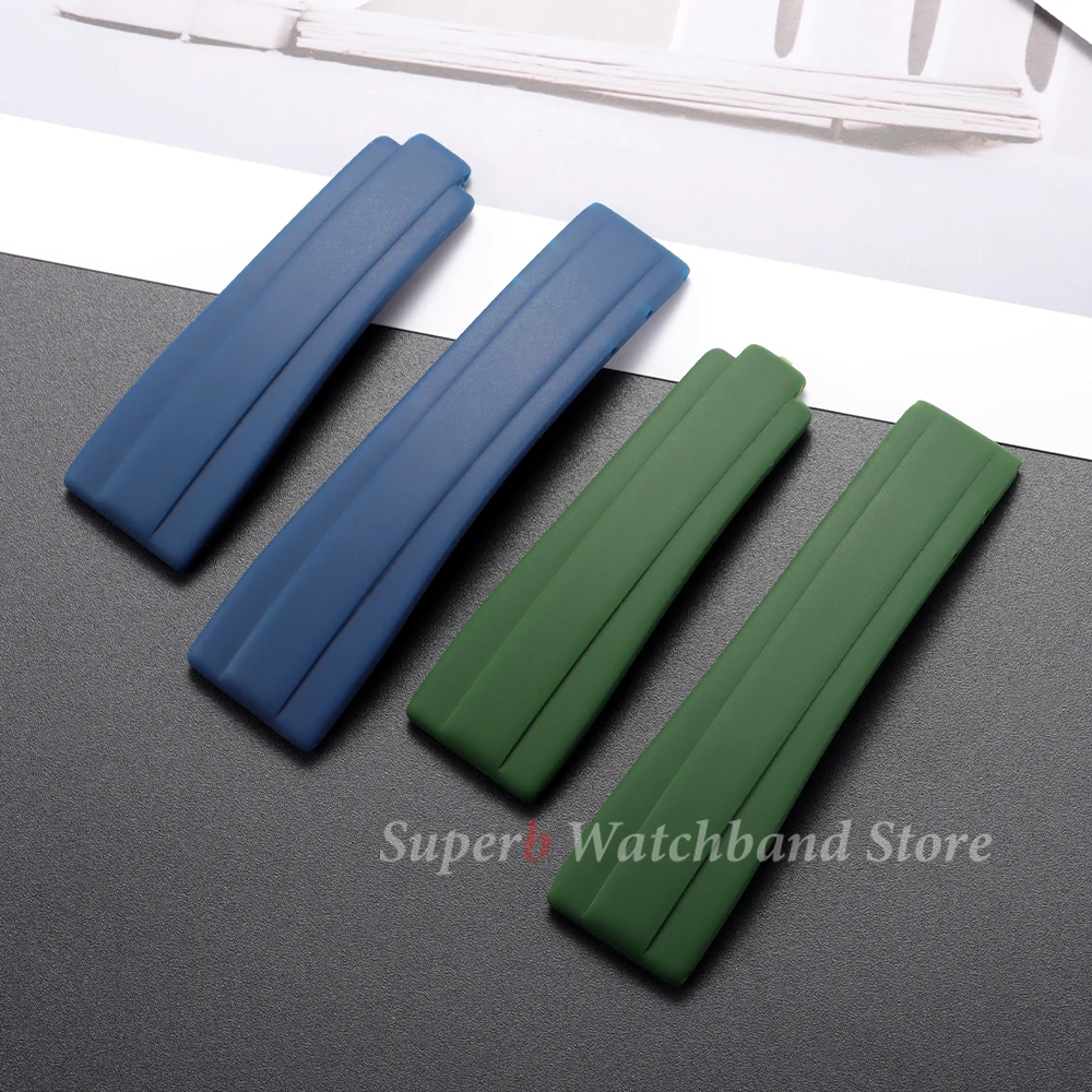 Ремешок для часов с пряжкой-бабочкой из нержавеющей стали для Rolex Black Water Ghost Green Submariner Daytona, мужской прочный резиновый ремешок для часов