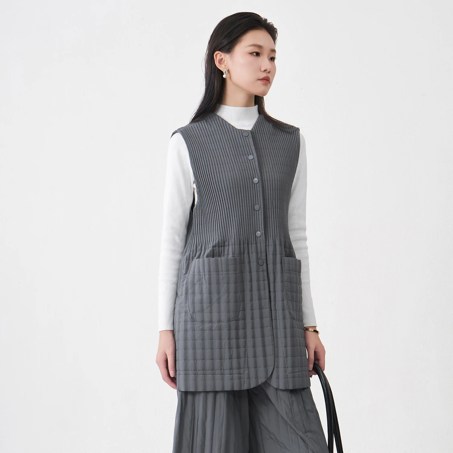 

Direct From the Factory Women's Fashion Tops 2025 Vest Cotton Coat High Quality Miyake Pleated Coat Jacket