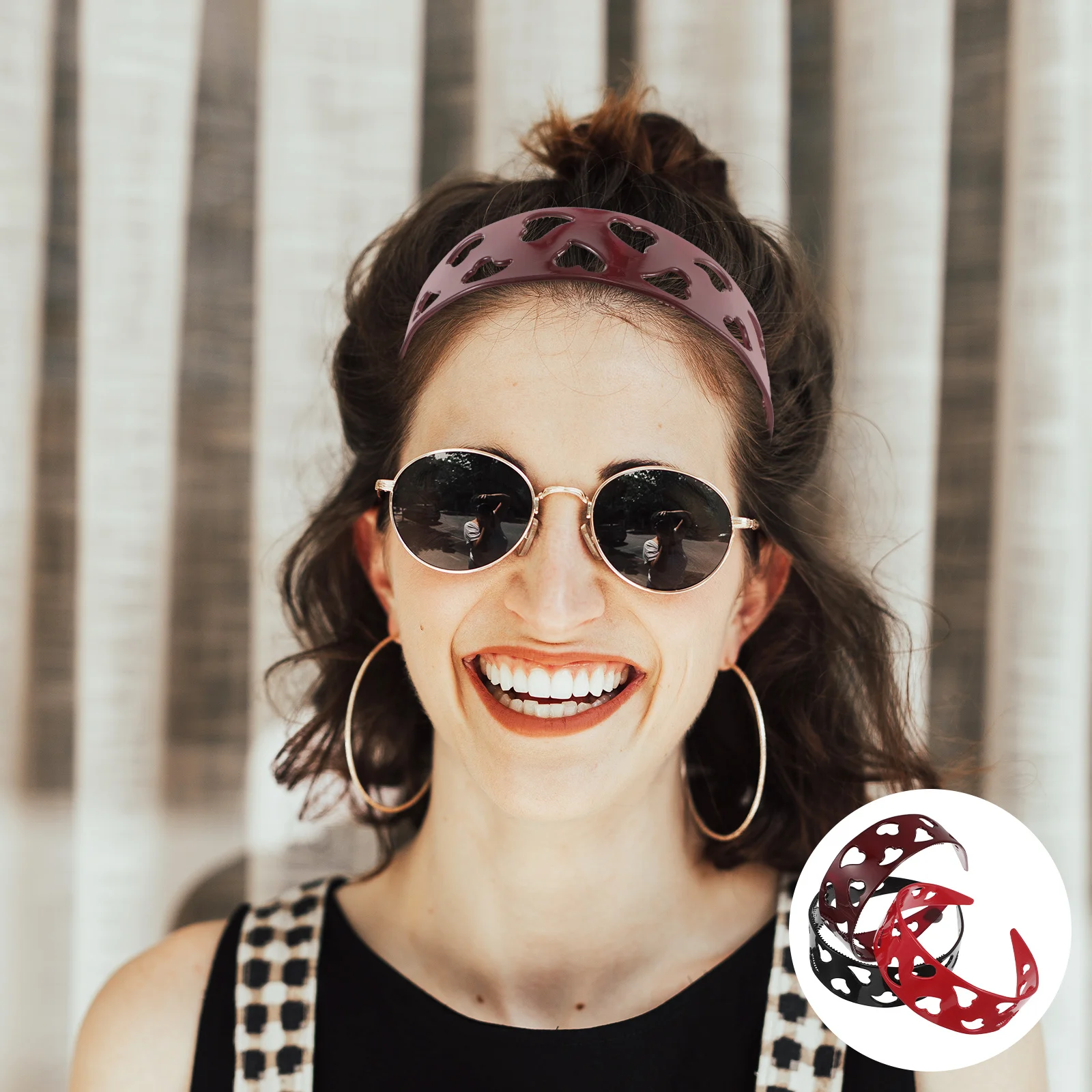 

3Pcs Love Heart Headbands Wide Plastic Anti-Slip Teeth Decorative Hairbands for Women Valentines Day Party Fashion