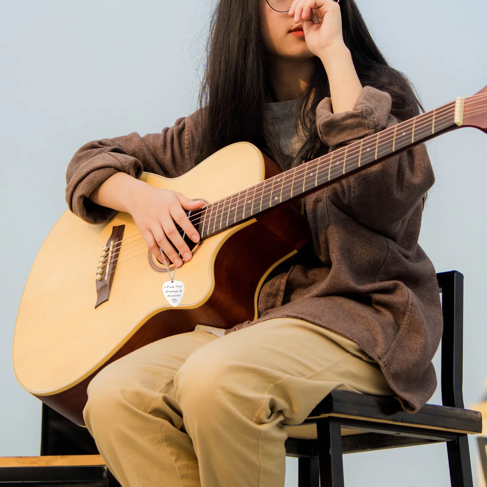 الفولاذ المقاوم للصدأ الغيتار اختيار قلادة تصميم مريح باس اختيار قلادة المحمولة الغيتار الريشة للمبتدئين #2