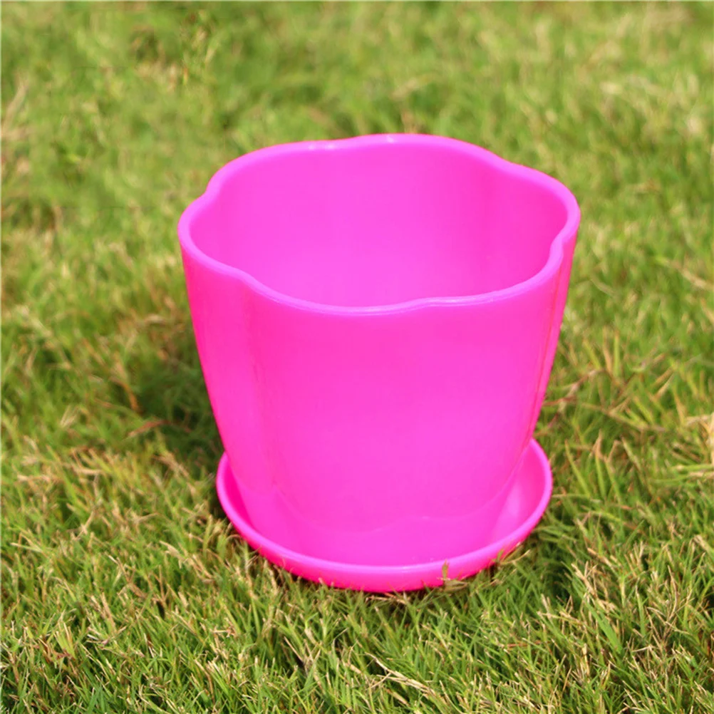 

9Pcs Candy Color Petal Plastic Plant Pots Odorless Round Creative Flower Pots Balcony Desktop Garden Succulents Thickened