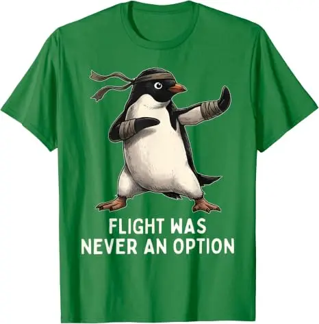 Fliegen war nie eine Option Pinguin Taekwondo Kampfsport T-Shirt Y2k Jiu Jitsu, Kung Fu Grafik-Bekleidung Humor Weiches Baumwoll-T-Shirt – Detail 16