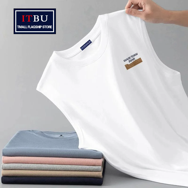 

Мужская летняя майка из высококачественного хлопка: новая, дышащая, для спорта и активного отдыха, повседневная, в стиле бизнес-кэжуал