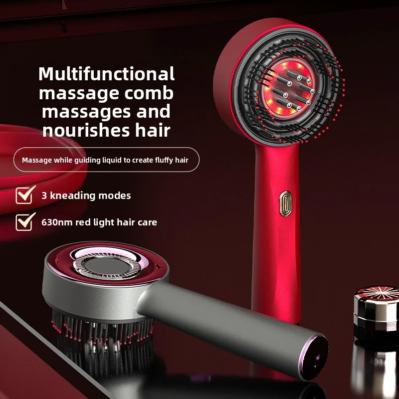 

Electric Vibration Massage Comb With Hair Growth Oil Red Light Laser Therapy Scalp Liquid Applicator Brush Hair Follicle Comb