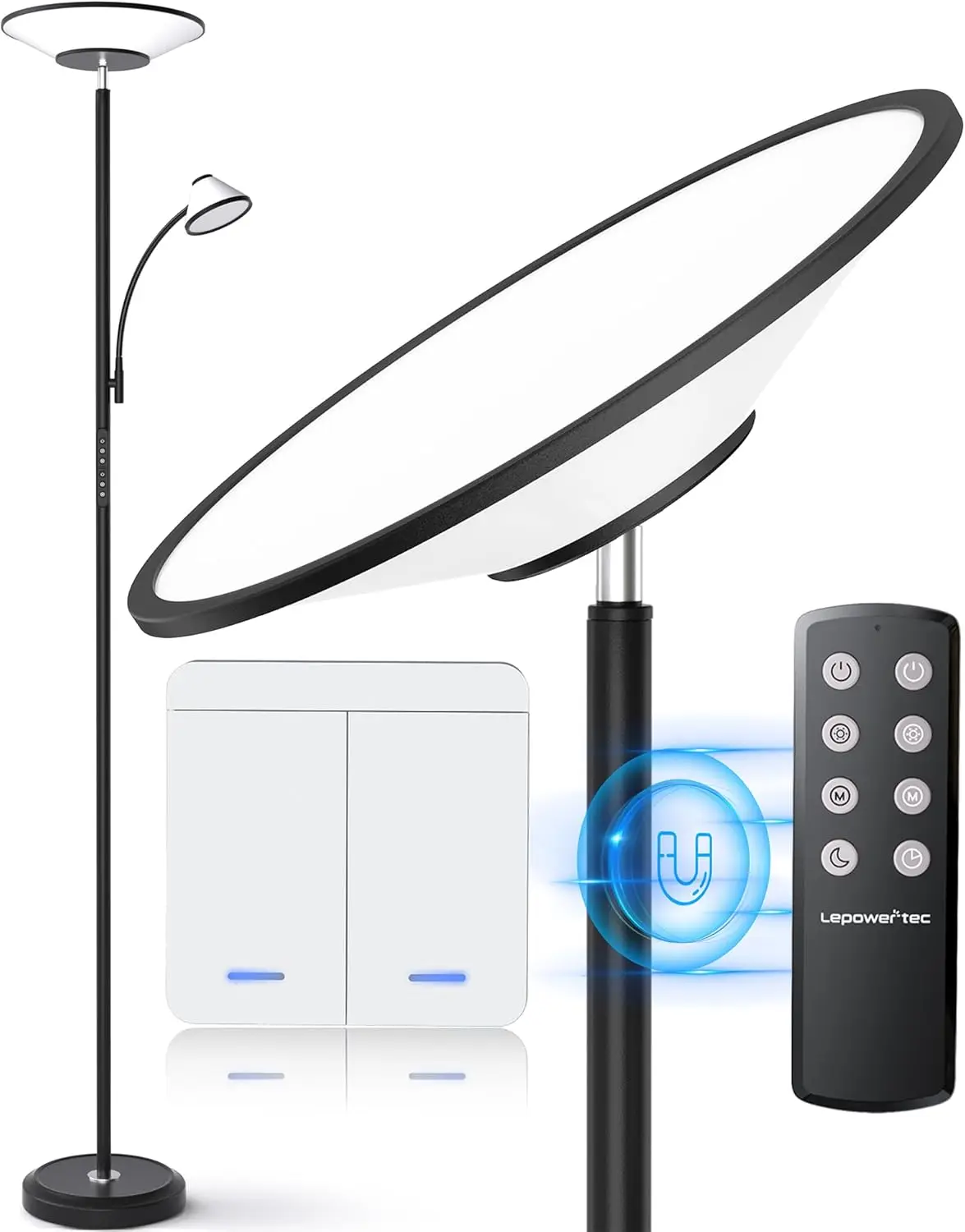 

Bright Floor Lamp with Remote, 60 Lighting Effects, Adjustable for Living Room, Bedroom, Office - Perfect for Reading & Ambiance