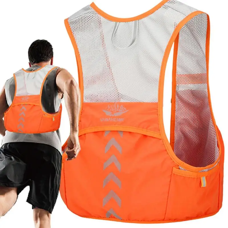 running backpack hydration vest Reflective Chest Pack Phone Holder Breathable Hydration Backpack Vest for Hiking Cycling Biking