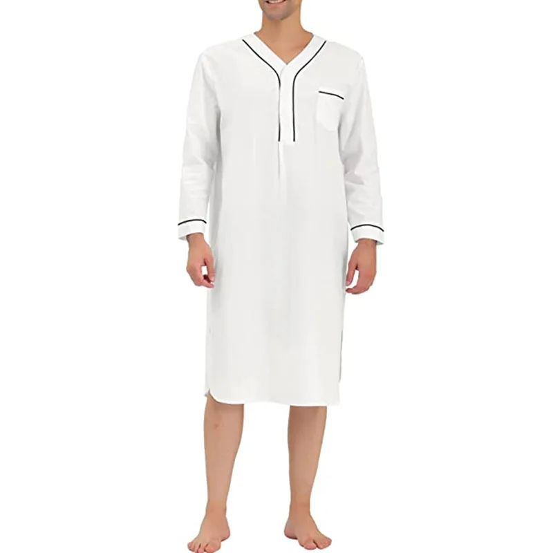 Nuovo design da uomo elegante abito arabo casual manica lunga musulmano Eid Thobe abbigliamento islamico abito da preghiera musulmano per giovani e uomini