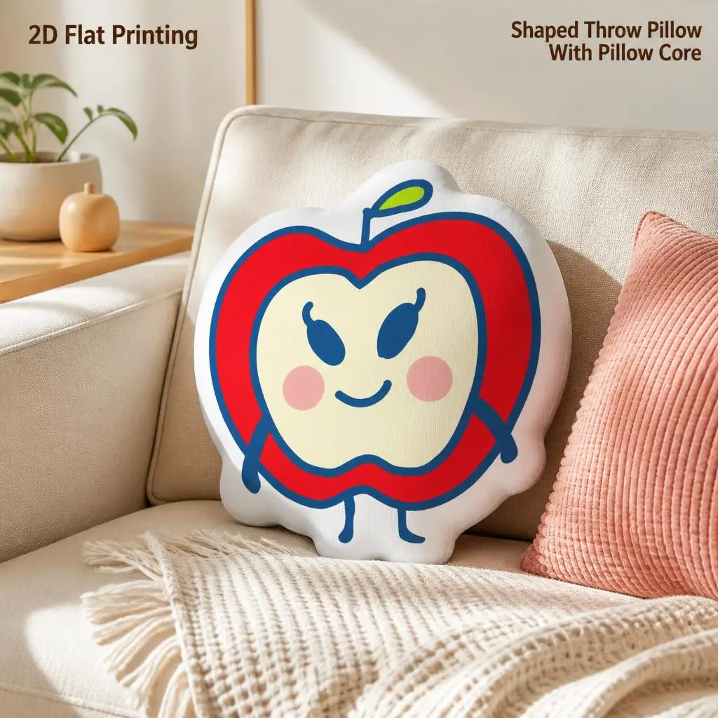 T-Tamagotchis Character Shaped Throw Pillow Stuffed Cushion Fruit Cartoon Decorative Accent for Living Room Sofa Home Decor