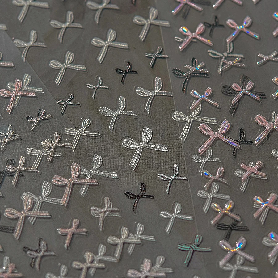 

Chic Shiny Lace Pink Black White Bowknot Pearl Rhinestones Charming 3D Self Adhesive Nail Art Decoration Sticker Manicure Decals