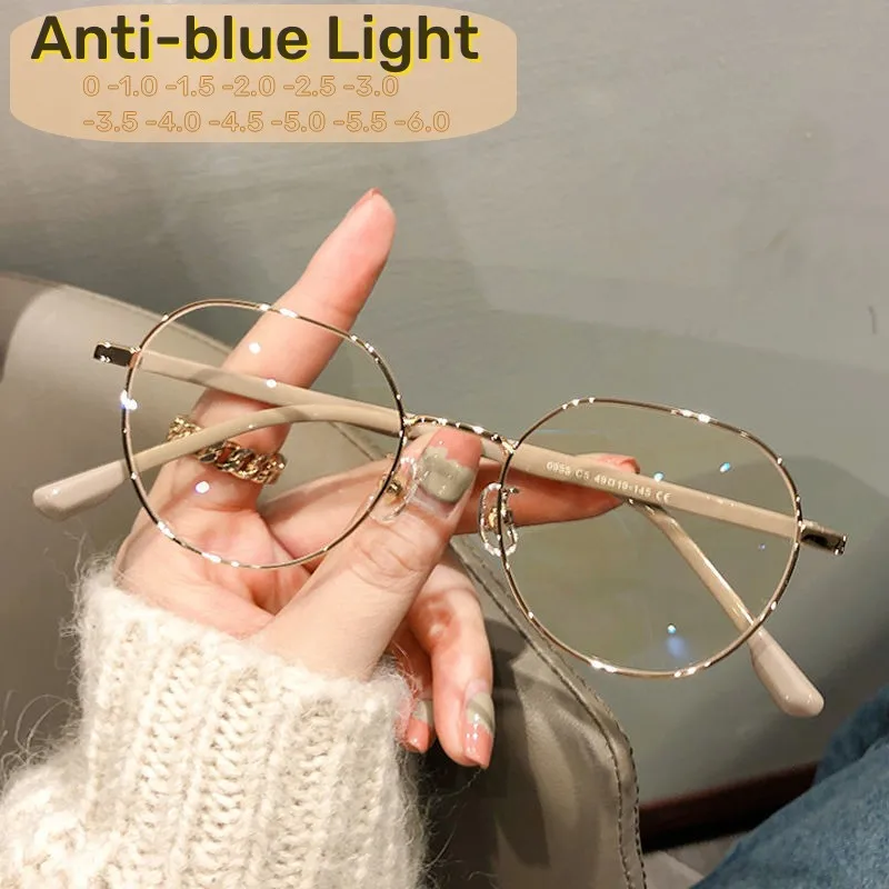 

New Style Irregular Frame Eyeglasses Luxury Anti Blue Light Myopia Glasses Men Women Fashion Design Diopter Eyewear 0 To -6.0