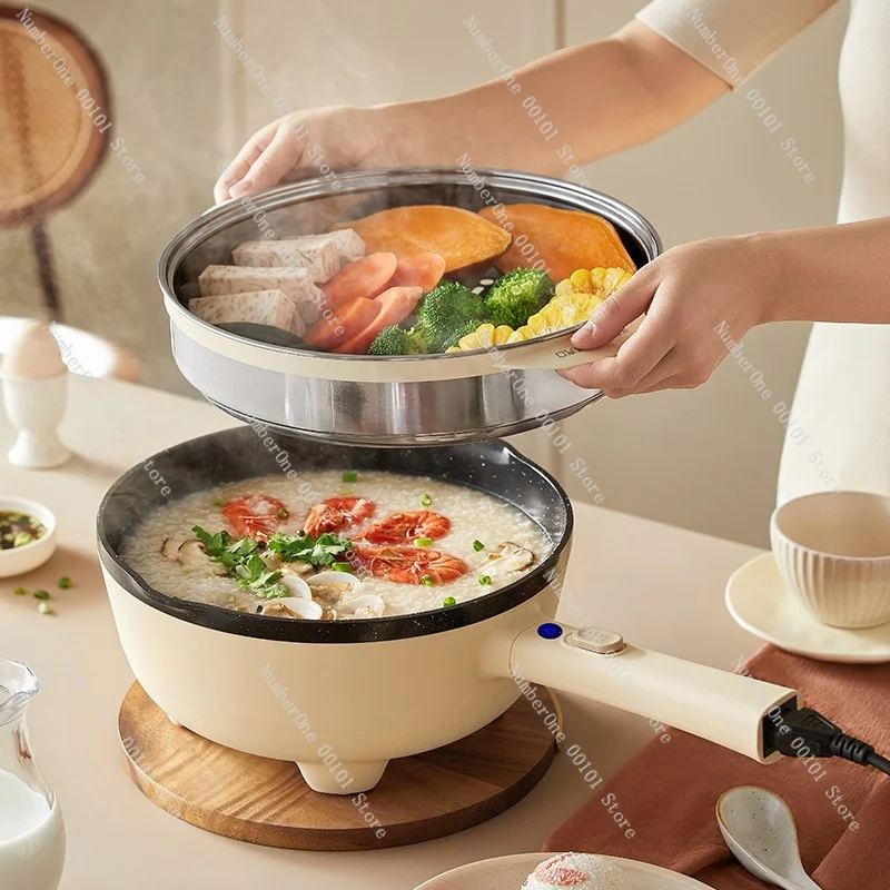 Non-Stick Electric Wok Pan Multifunctional Home Stir-Fry Stew Boil Cooking Pot One-Piece Design Easy Clean Cool Touch Handles