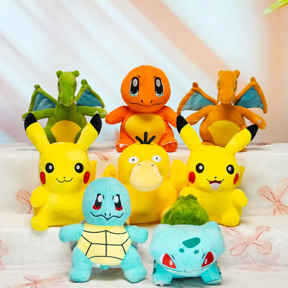 

25cm Pokemon Plush Doll Toys Anime Kawaii Pikachu Bulbasaur Charizard Squirtle Psyduck Cute Stuffed Pokémon Dolls for Kids Gift