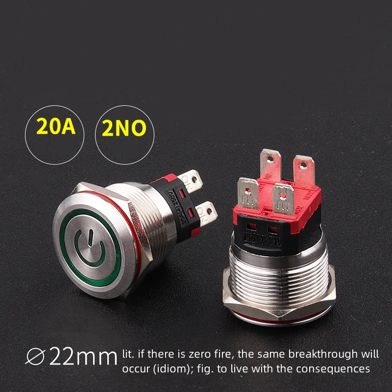 12mm/16mm/19mm/22mm High Current Metal Button Switch Led 3-220v Self-healing Self-locking Button Power Start Switch Waterproof