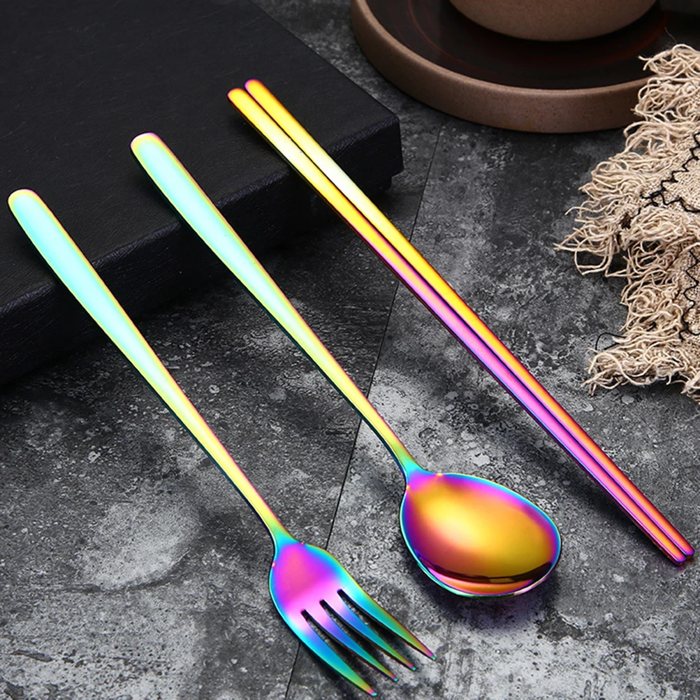 

6 Pcs Colored Forks Stainless Steel Reusable Healthy Anti Rust 4 Teeth Mirror Polished Fruit Dinner Western Food Serving Kitchen