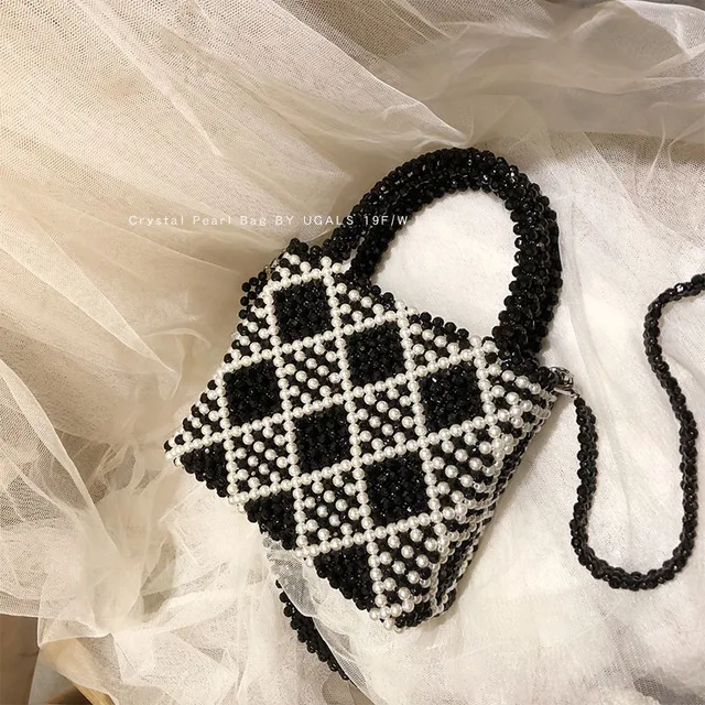 Torba diamentowa ręcznie tkana zroszony torba z perłami kryształowa torba jedno ramię ręczne sztyfty Crossbody torby dla kobiet luksusowy projektant