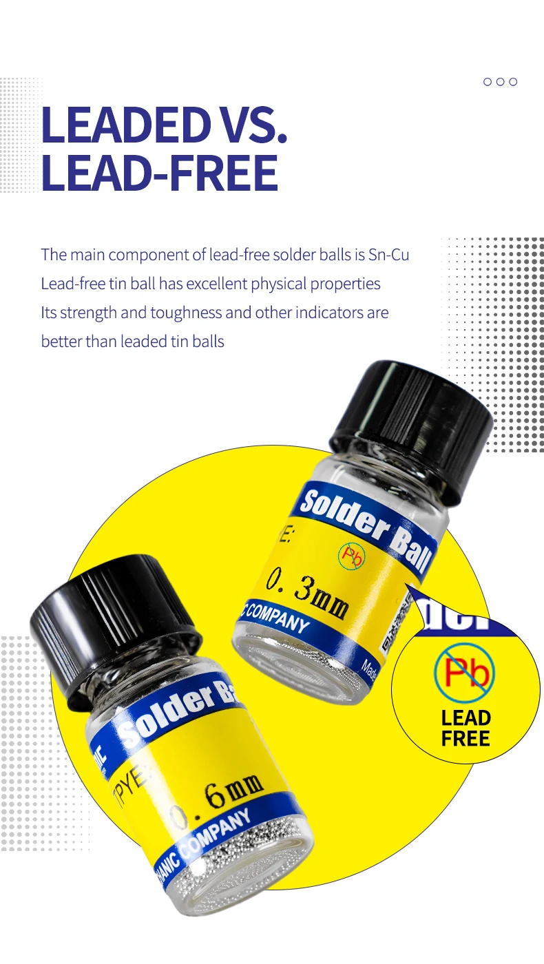 【MECHANIC】 납 솔더 볼 0.2-0.76mm, PCB/IC 칩 수리, 휴대폰 및 마이크로 용접 도구용 10000개 BGA Reballing 키트