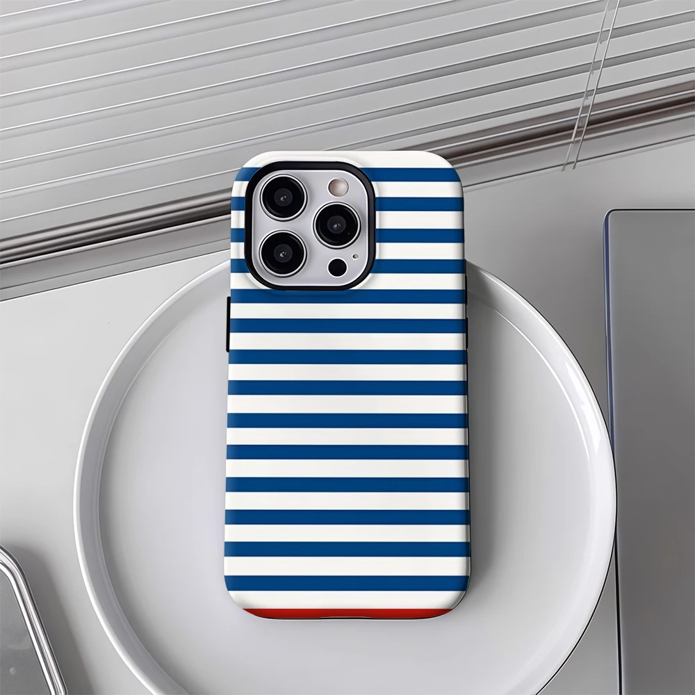 Red Accented Navy Stripes IPhone17 Must-Haves Phone Case for IPhone 17 16 15 14 13 12 Pro Max Plus Double-layer Back Cover